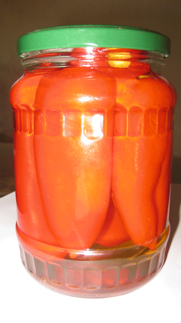 Pickled chili in jar